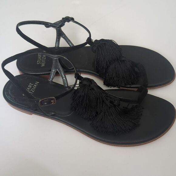 Stuart Weitzman leather tassel ankle strap sandal - Picture 9 of 10
